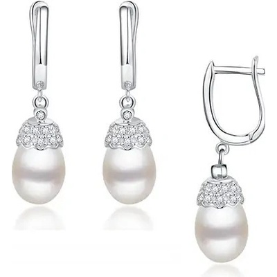 Lillian Vassago Stříbrné visací náušnice s perlou a zirkony LLVY-SER005