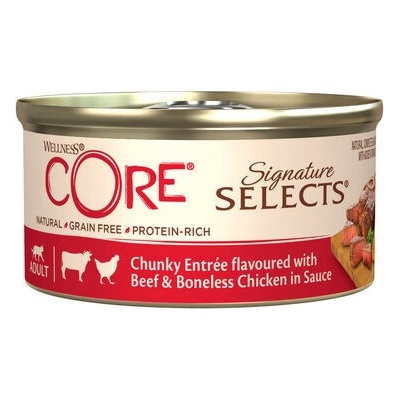 Wellness Core Cat Signature Selects kusky hovadzi & kure v omačke 79 g