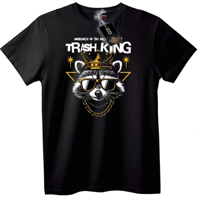 NOONEBRAND Тениска Кралят на Боклука Єнот - L, Black