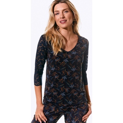 Tričko s potlačou a čipkou nám modrá