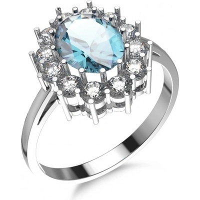 Couple Diana se světle modrým zirkonem bílé zlato 6850004 0 3