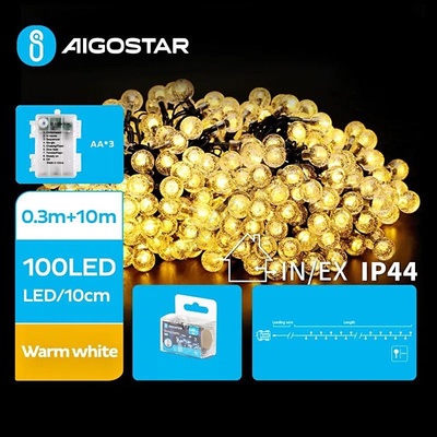Aigostar - LED външна гирлянда 100xLED/3xAA/8 функции 10, 3 m IP44 топло бяло (AI1149)