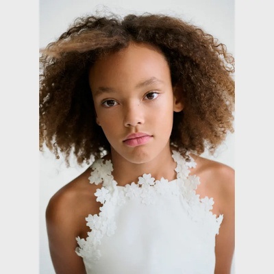 MAYORAL Топ с презрамки и гипюр цветя в бял цвят за момиче Mayoral