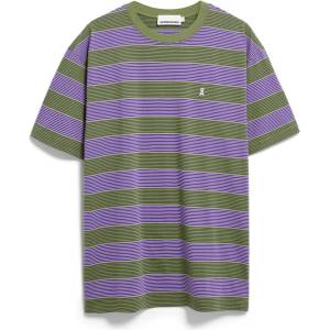 Armedangels Мъжка тениска ARMEDANGELS Maarkos Multi Stripes T-shirt - Pungent Purple / Fatigue Green (216-8461-0112)