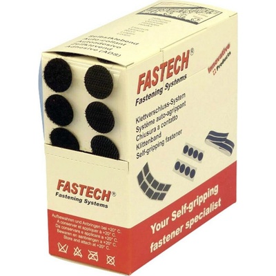 FASTECH® B20-COIN999905 kulaté suché zipy, zalepení hotmelt , háčková a flaušová část, (Ø) 20 mm, černá, 460 díly