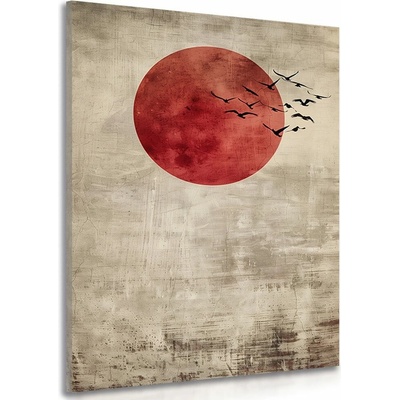 Obraz japandi červený měsíc - 40x60