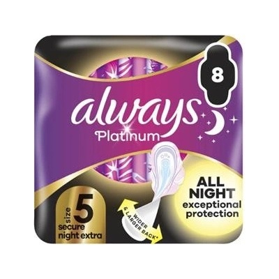 Always Platinum secure Night extra hygienické vložky s křidélky 8 ks