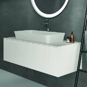 Ideal Standard Atelier Conca стенен долен шкаф, матово бял, 1 чекмедже и плот с централен изрез, 120 см (T3931Y1)