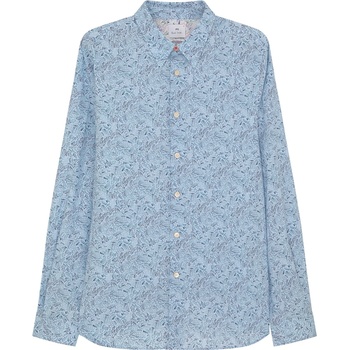 PS Paul Smith Риза с дълъг ръкав PS Paul Smith Men's Long Sleeve Patterned Tailored Fit Shirt - Blue 40
