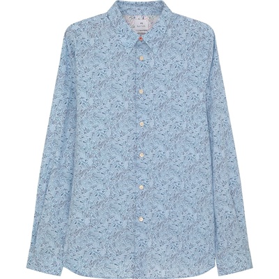 PS Paul Smith Риза с дълъг ръкав PS Paul Smith Men's Long Sleeve Patterned Tailored Fit Shirt - Blue 40