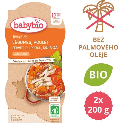 Babybio zelenina s kuracím mäsom a quinoa 2 x 200 g