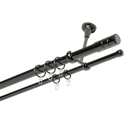 OK-GarnýžeCY Garnýž kovová dvouřadá 25/16mm Cylinder onyx 350 cm do stropu / kroužky s háčkem