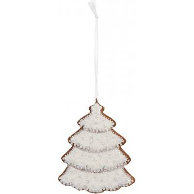 Clayre & Eef Závěsná dekorace zasněžený perníkový stromeček Frosted Ginger - 9*1*10 cm