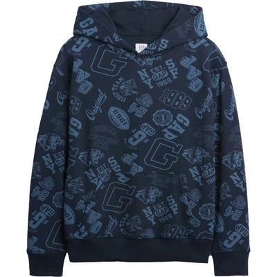 GAP V-FRCH FT Fall Logo Po Aop Print čierna tmavo modrá