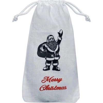 Allbag BAVLNENÉ VRECKO NA DARČEKY 18x35 cm BIELE 145g MIKULÁŠ Merry Christmas