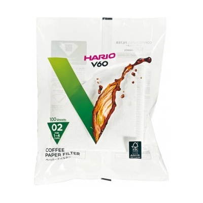 HARIO Хартиени филтри Hario V60-02 100 бр. , бели (VCF-02-100W)