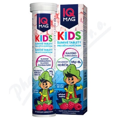 IQ mag Kids hořčík pro děti malina 20 šumivých tabliet
