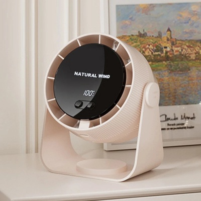 Преносим вентилатор 2в1 Atron F50, Настолен и стенен, 3600mAh батерия, 5 скорости, USB зареждане, Бежов (F50)