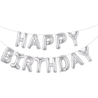 MFP s.r.o. balónky nafukovací fóliové HAPPY BIRTHDAY 40cm stříbrný