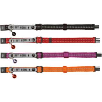 TRIXIE Collar with Address Tag, Reflecting - Модерен регулируем нашийник за котки с отразителни шефове/1 брой