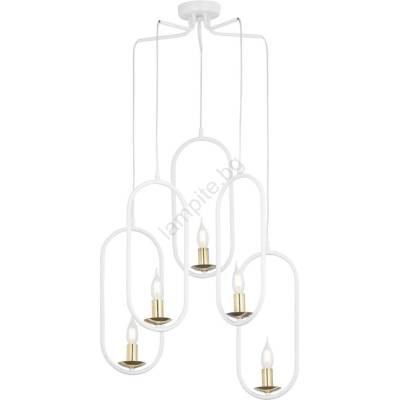 JUPITER 1815 - PI5 E14 - Полилей на въже PONTI 5xE14/40W/230V бяла (10701815)