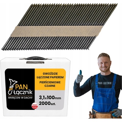 Klince do klincovačky Pan Łącznik prstencové 3,1x100 mm 34° 2000 ks