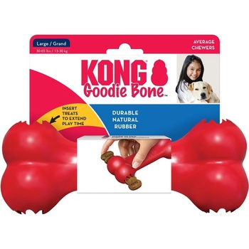 KONG Goodie Bone Small - Кучешка играчка за дъвчене - кокал с пространство за слагане на лакомство 13 см