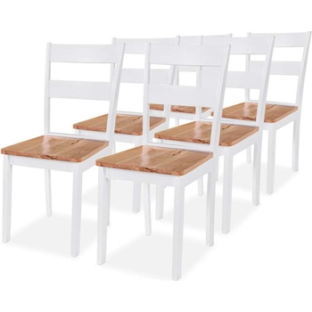 vidaXL Трапезни столове, 6 бр, бели, масивна каучукова дървесина (275061)