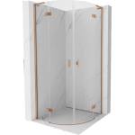 Mexen Mist L овална душ кабина с люлееща врата 90 x 90 см, прозрачна, четкана мед - 8A33L-090-090-65-00 (8A33L-090-090-65-00)