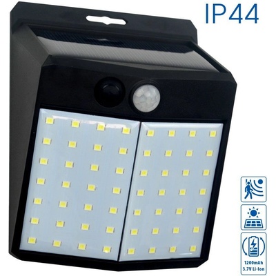 VIVALUX Соларно фасадно LED тяло със сензор TROY SOLAR LED ∙ PIR ∙ 2W ∙ 6400K ∙ IP44 | Външно осветление Vivalux (VIV005146)