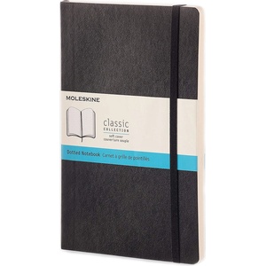 Moleskine Тефтер с меки корици Moleskine Classic Dotted - Черен, страници на точки (QP619)