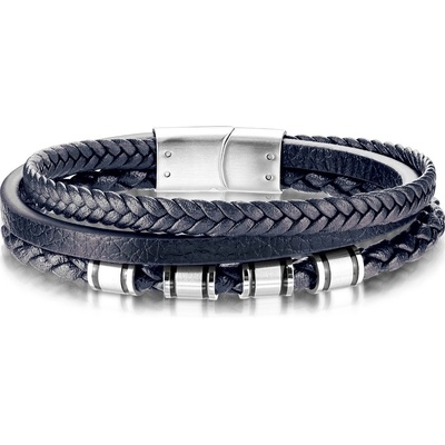 Šperky4U kožený s ocelovými komponenty NR1226-21 Modrý