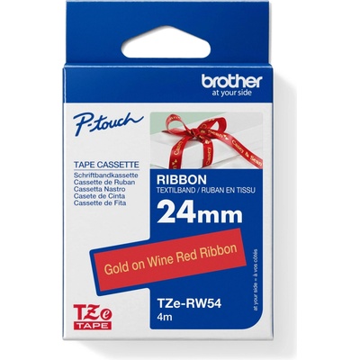 Brother TZE-RW54 zlatá na vínově červené, 24 mm, textilní páska TZERW54