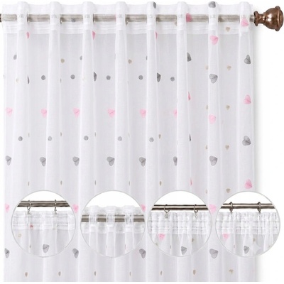 Hotová Záclona s Brmbolcami Srdiečka 145x250 BIELA