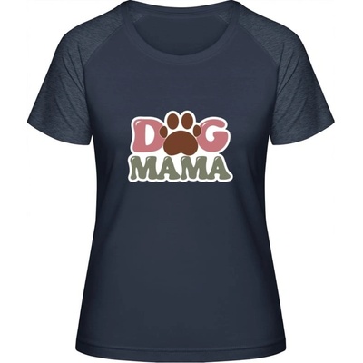 MyMate Predĺžené Tričko MY120 Nápis Dog Mama Navy / Heather Navy