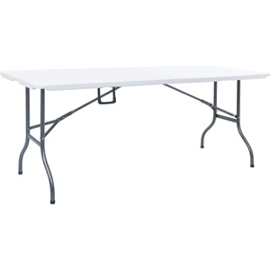vidaXL Сгъваема градинска маса, бяла, 180x72x72 см, HDPE (48829)