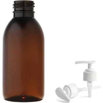 Tera Plastová lahvička hnědá s bílou pumpičkou 150 ml
