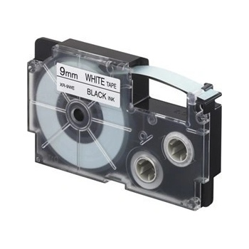 Casio XR-9WE1, 9mm x 8m, черен печат/бял фон, оригинален лента (XR-9WE1)