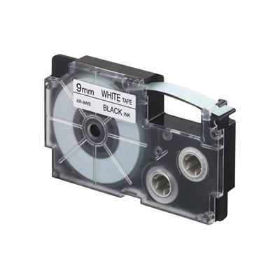 Casio XR-9WE1, 9mm x 8m, черен печат/бял фон, оригинален лента (XR-9WE1)