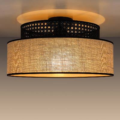 BELIS Плафон BOHO 1xE27/60W/230V Ø 40 см черен/ратан (BE0919)