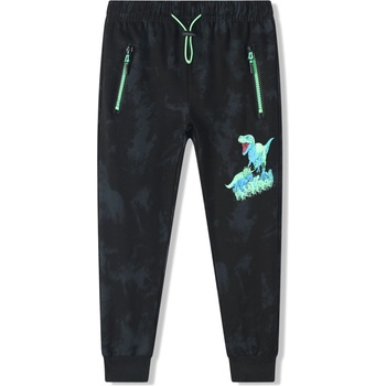 Kugo Chlapčenské tepláky MT9826 čierna zelená aplikácia Čierná