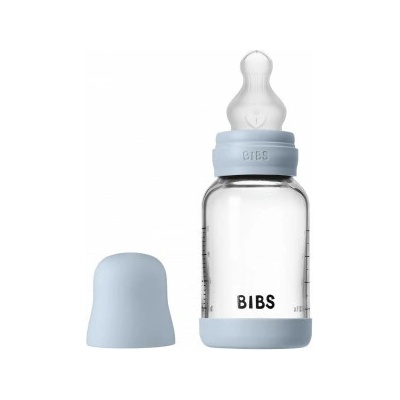 Bibs antikoliková sklenená fľaša so silikón cumlíkom Baby Blue 120ml