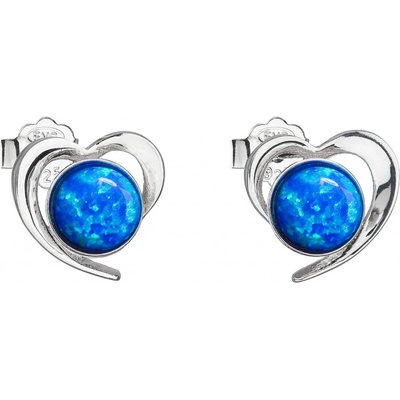 Pavona stříbrné srdce s modrým syntetickým opálem 31259.3 blue
