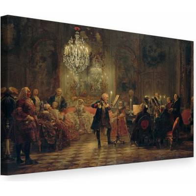 Obraz na plátne Adolph Menzel - Frederick Veľký hrá na flaute v Sanssouci - 60x90 cm