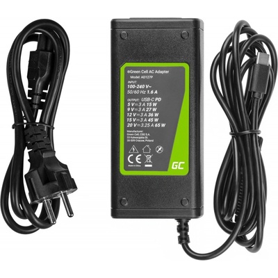 Зарядно за лаптопи HP / Toshiba / Acer / Asus / Lenovo / Dell, 65W / 20V / 3, 25A / конектор USB-C (ZZ/USBC65WB)