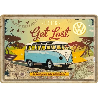 Postershop Plechová pohlednice - VW Let's Get Lost