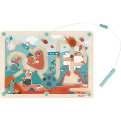 Janod Дино Магнитен лабиринт с писалка Динозаври