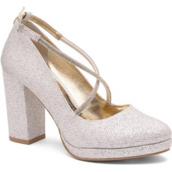 Dámske kožené trblietavé lodičky CLAIRE strieborné