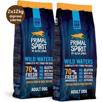 Primal Spirit Dog 70% Wild Waters 2 x 12 kg
