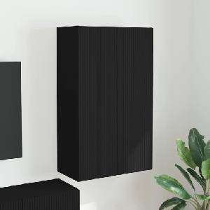 vidaXL TV стенен шкаф 59, 5 x 31 x 100 см Черно Инженерна дървесина (892370)